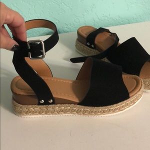 Black wedge sandals